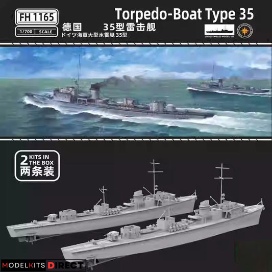 FlyHawk Model FH1165 1/700 German Torpedo-Boat Type 35 Set of 2